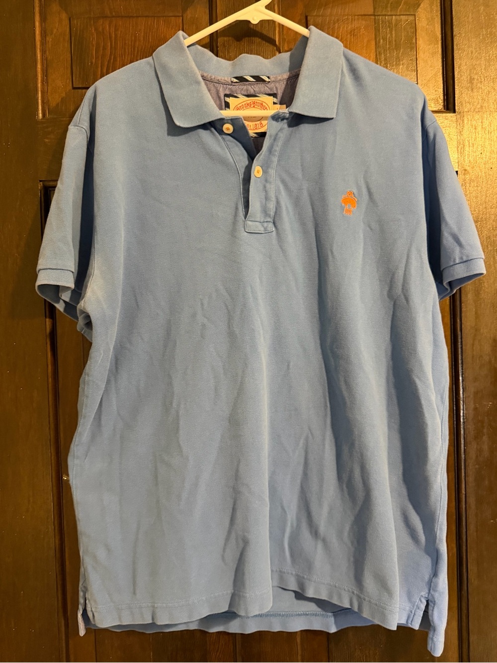 Brooks Brothers Light Blue Polo with Orange Embroidered Logo